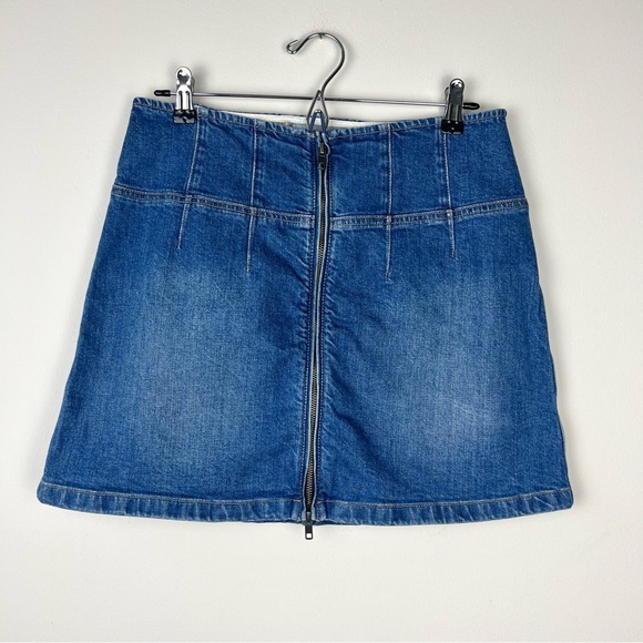 Alice + Olivia Paxton High Rise Zip Front Denim Mini Skirt - Picture 2 of 8